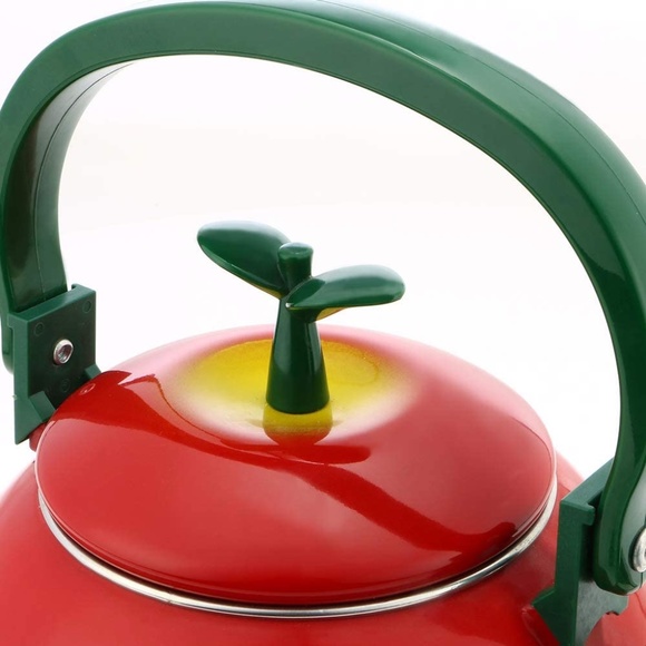 Enamel on Steel Whistling Tea Kettle, Stovetop Teakettle (1.6 Quart, Apple) - Picture 6 of 9